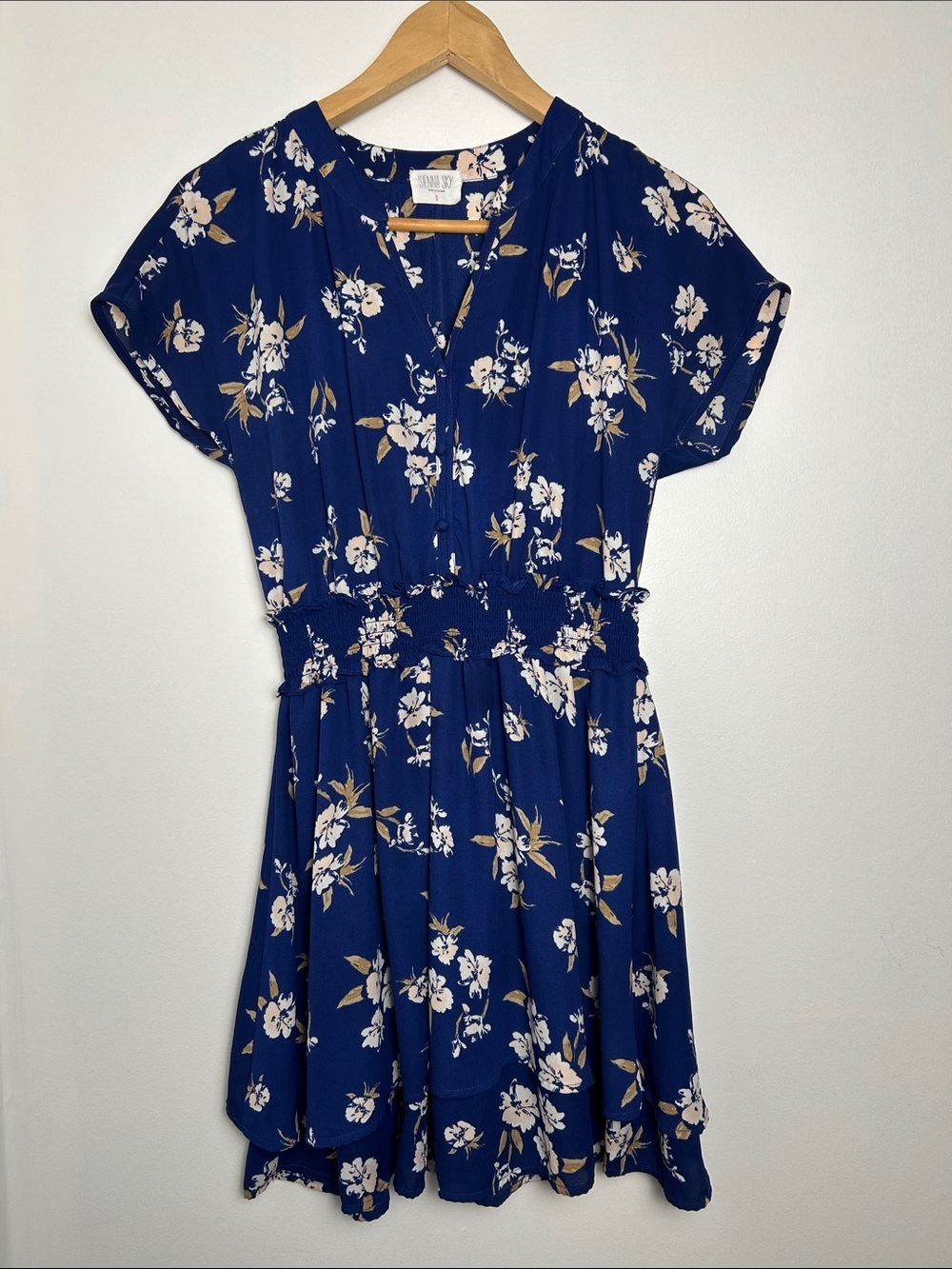 Sienna Sky Navy Blue Floral Dress Size Small